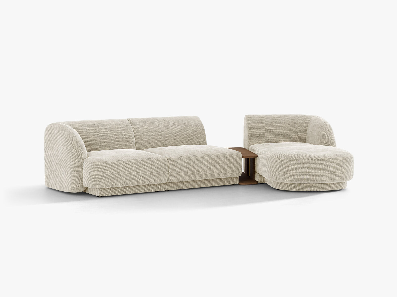 Micadoni Modulares Sofa Miley mit Recamiere 3-Sitzer Rechts Chenille Eden Helles Beige