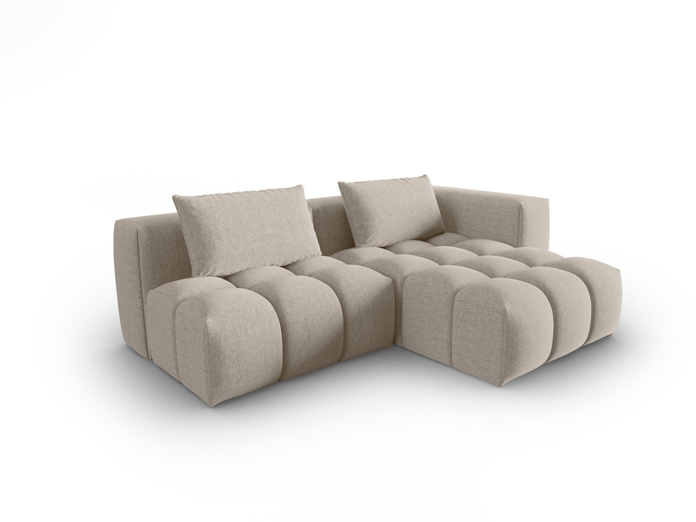 Cosmopolitan Design Ecksofa Verona 3-Sitzer offen Strukturierter Stoff Sorella Sand Rechts