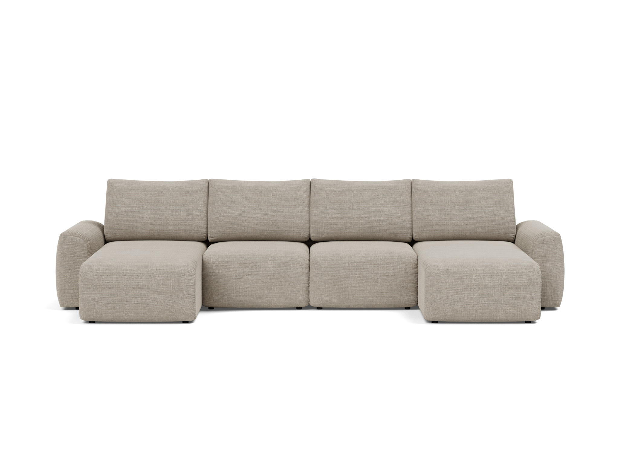 Schlafsofa Norum U-Form mit Chunky-Armlehnen Strukturierter Stoff Kenya 579-Gravel