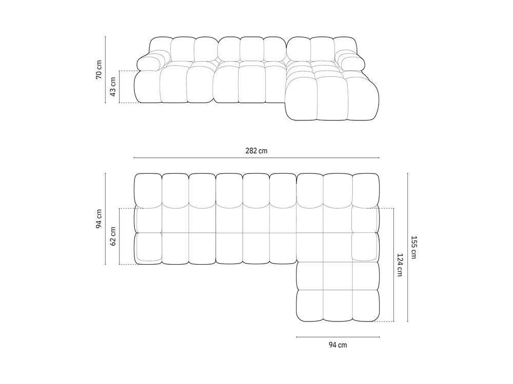 Cosmopolitan Design Modulares Ecksofa Cortina 4-Sitzer Samt Bluvel Türkis Rechts