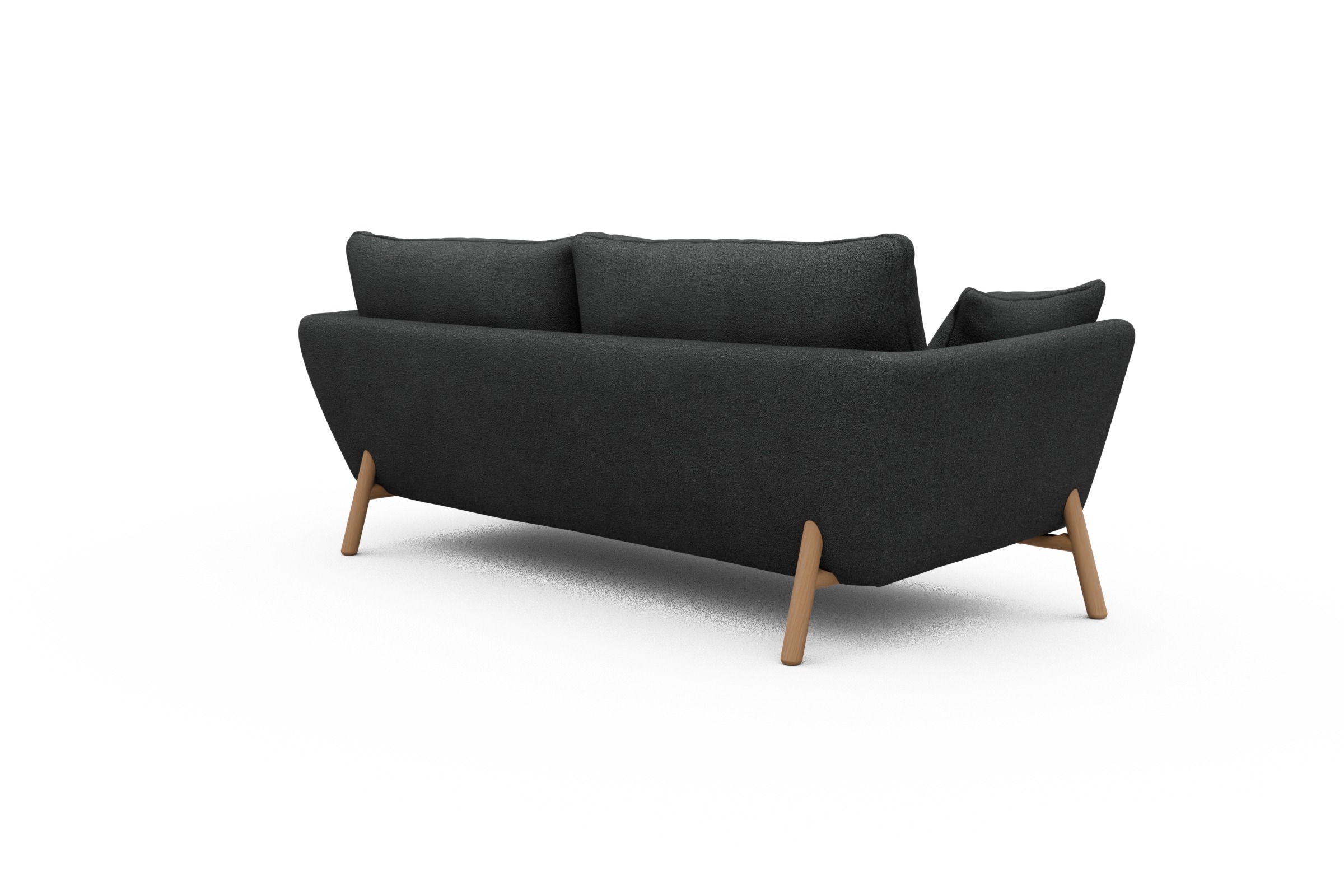 Sofa Emil 3-Sitzer Beinfarbe Eiche Natur Boucle-Charcoal