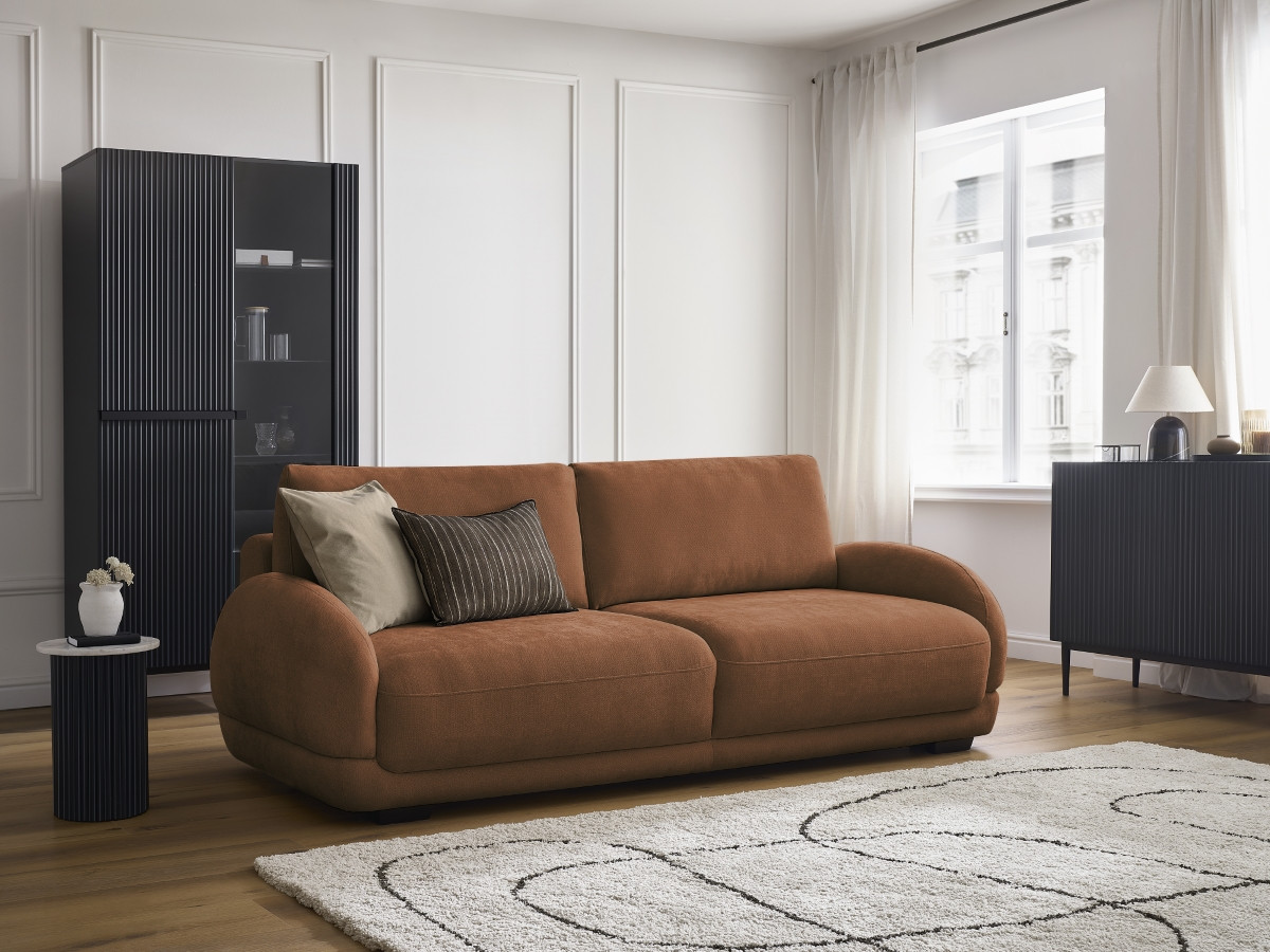 Bobochic Monica Schlafsofa 3-Sitzer mit Bettkasten Stoff Rot