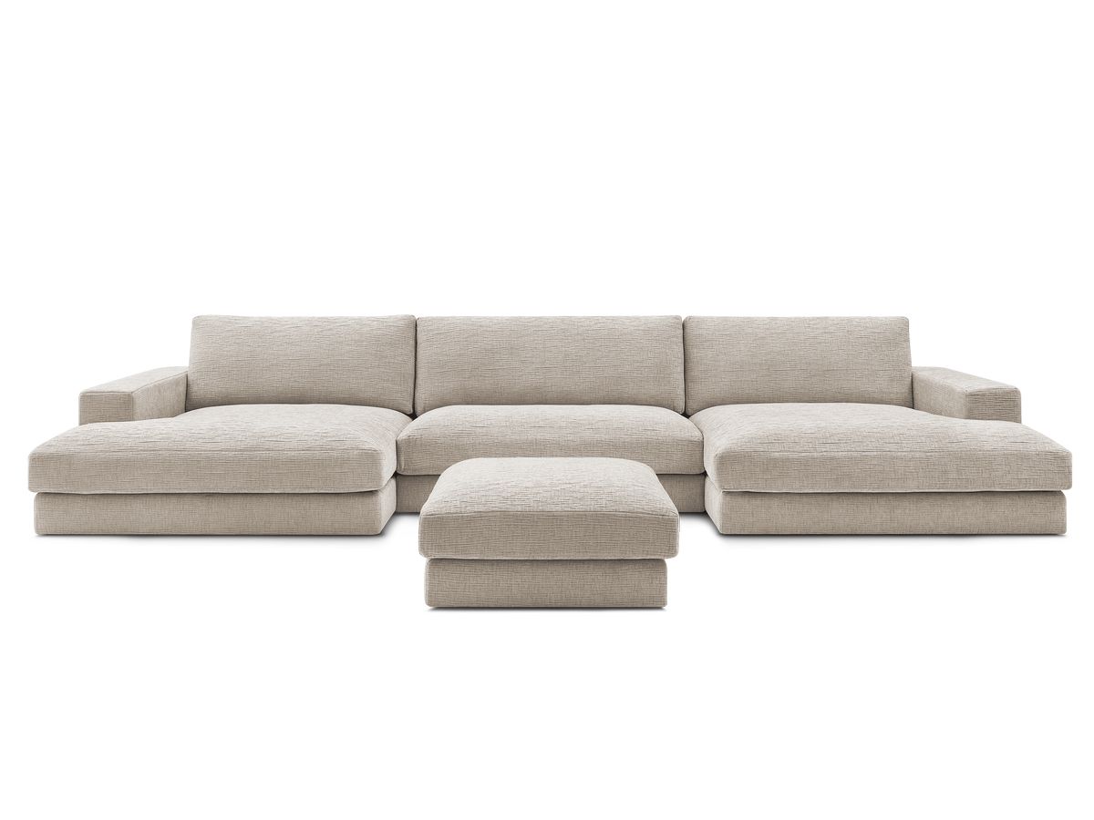 Bobochic Leonard Wohnlandschaft mit Pouf 349 × 159 cm Strukturstoff Beige