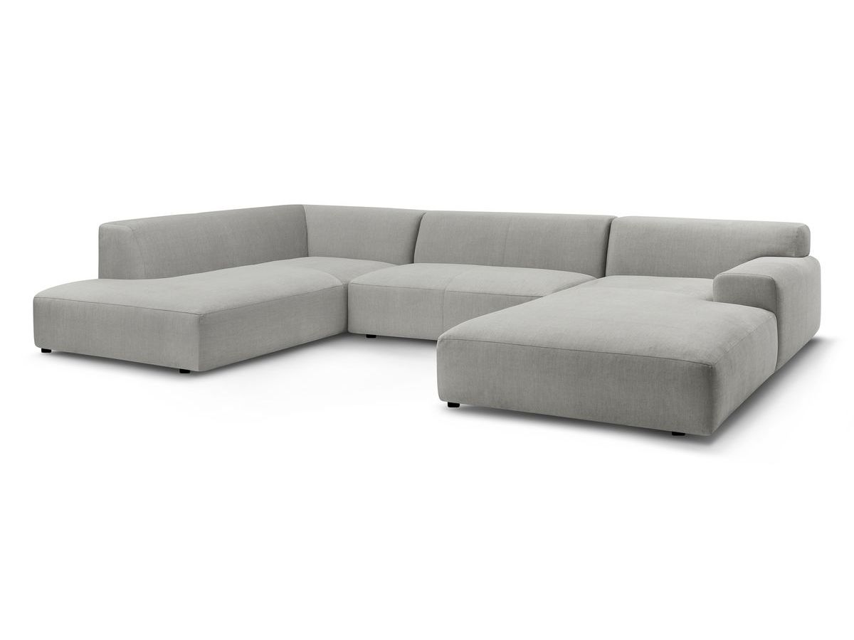 Bobochic Lavena Wohnlandschaft 359 × 220 cm Samt Hellgrau Ecke rechts