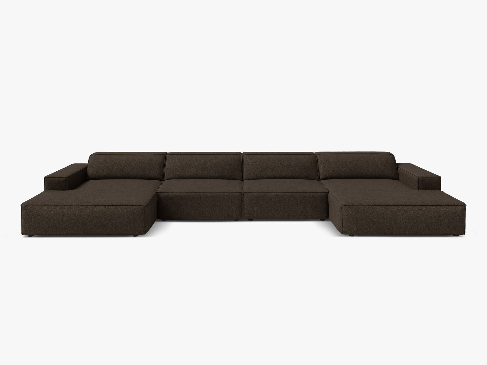 Micadoni Panorama-Sofa Jodie 6-Sitzer Boucle Baloo Braun