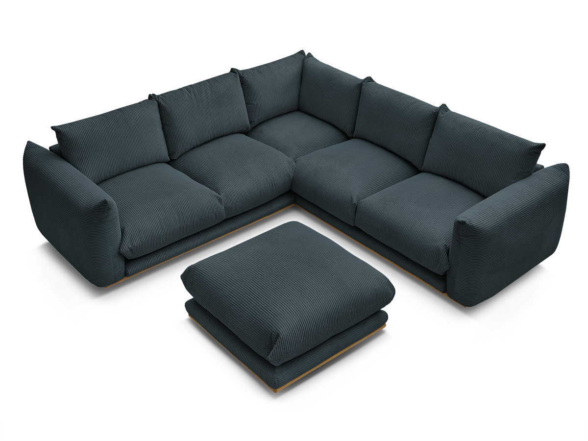 Bobochic Ernest Ecksofa mit Pouf Cordsamt Blau