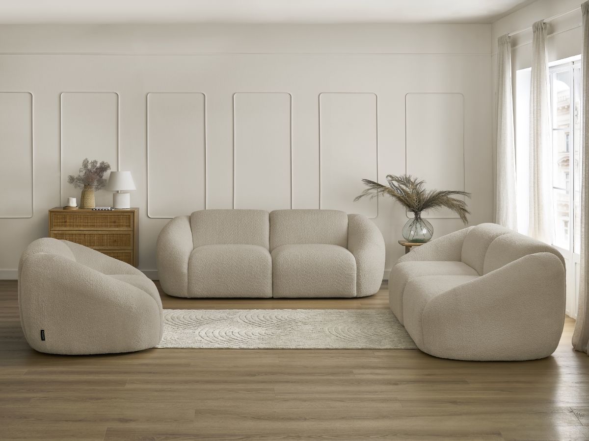 Bobochic Tina Sofa 6-Sitzer Bouclé-Stoff Beige