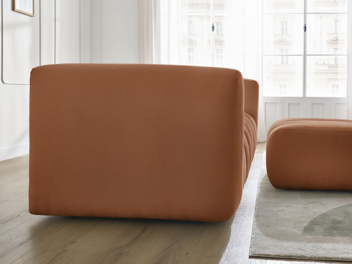 Bobochic Talia Sofa 3-Sitzer mit Pouf Melange-Stoff Orange