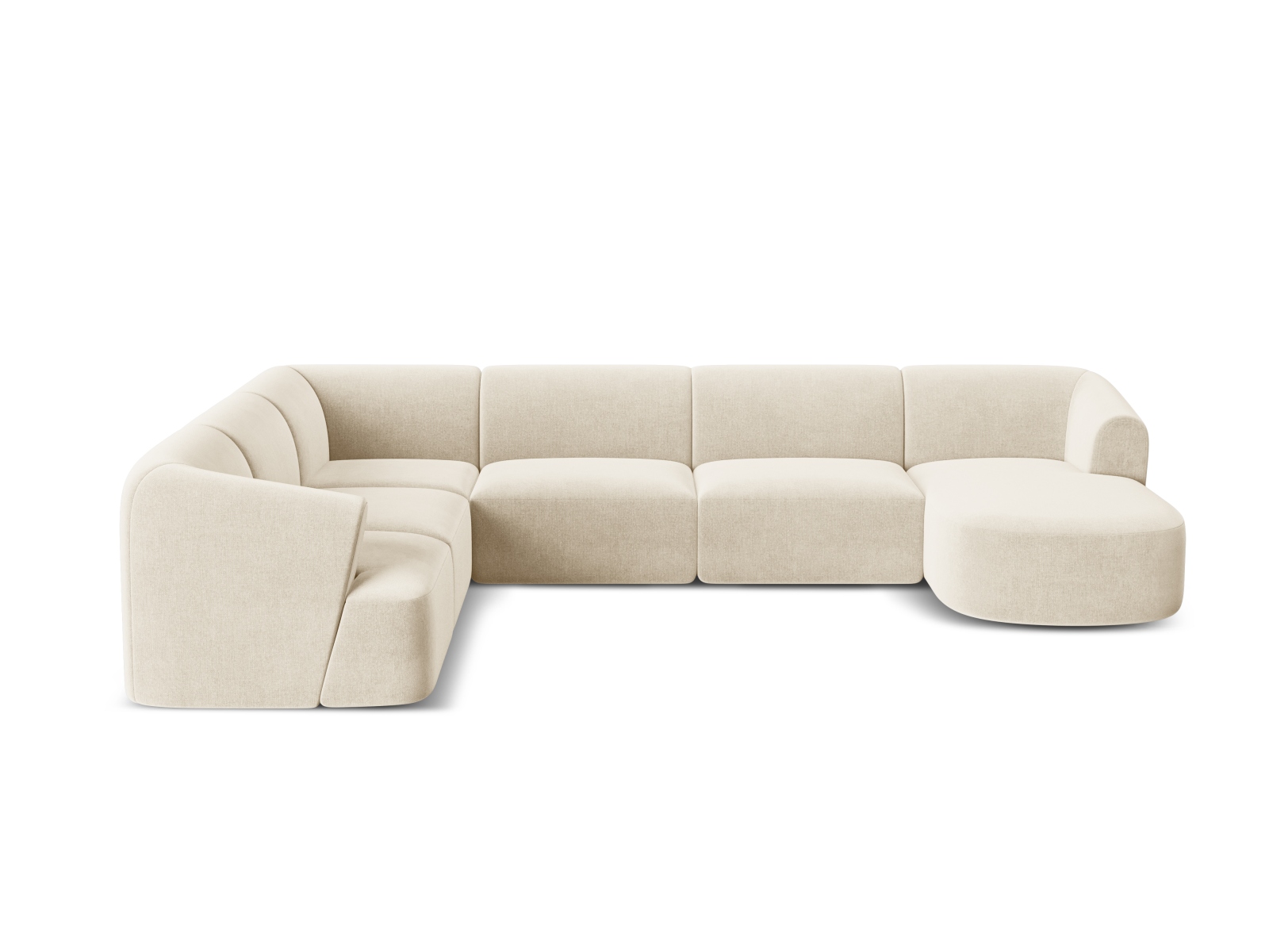 Cosmopolitan Design Panoramasofa Campi 7-Sitzer Samt Vogue Helles Beige Links