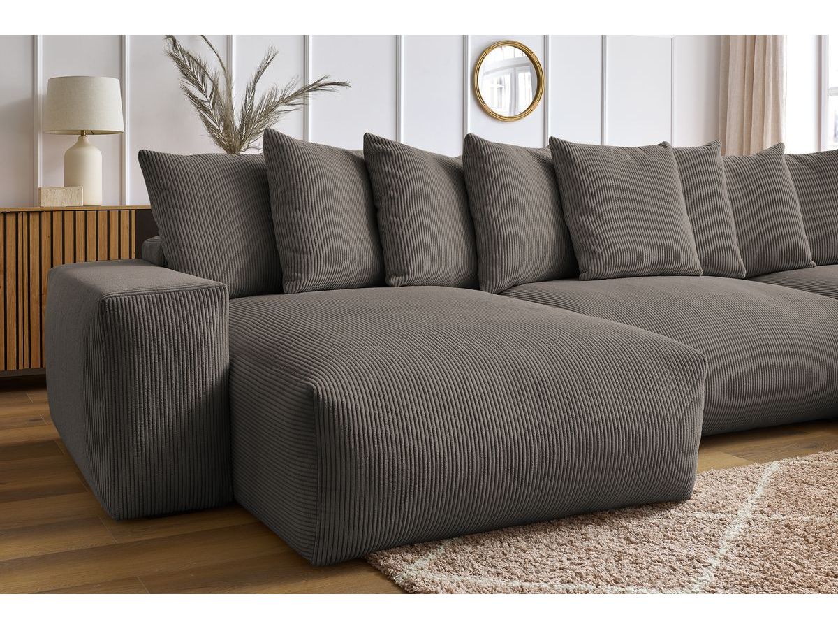 Bobochic Voltaire Wohnlandschaft 420 × 165 cm Cordsamt Taupe