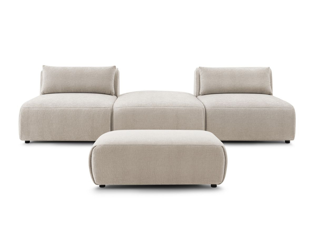 Bobochic Jeanne Sofa 4-Sitzer mit Pouf Strukturstoff Beige