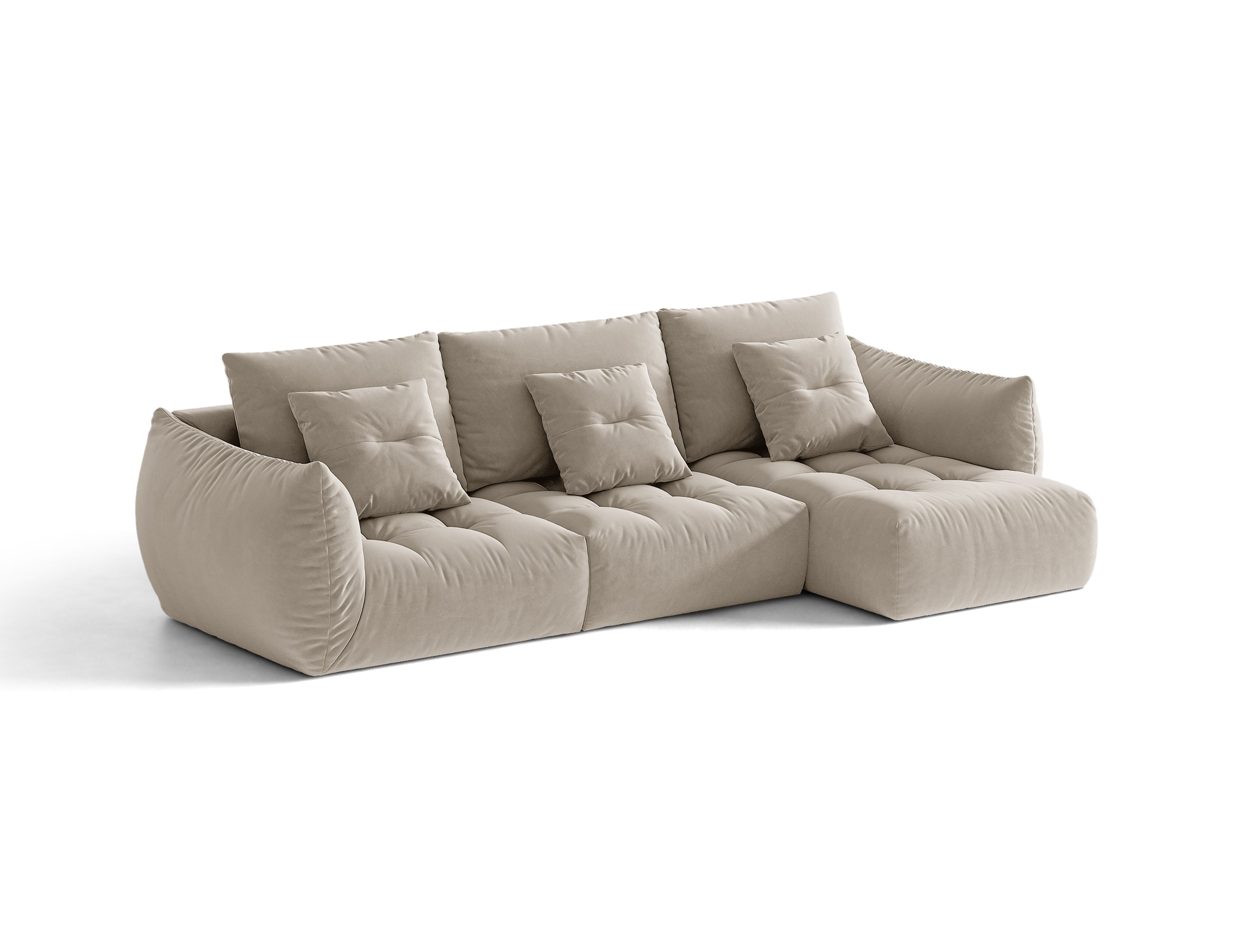 Micadoni Bloom Ecksofa 6-Sitzer Rechts Samt Casino Helles Beige