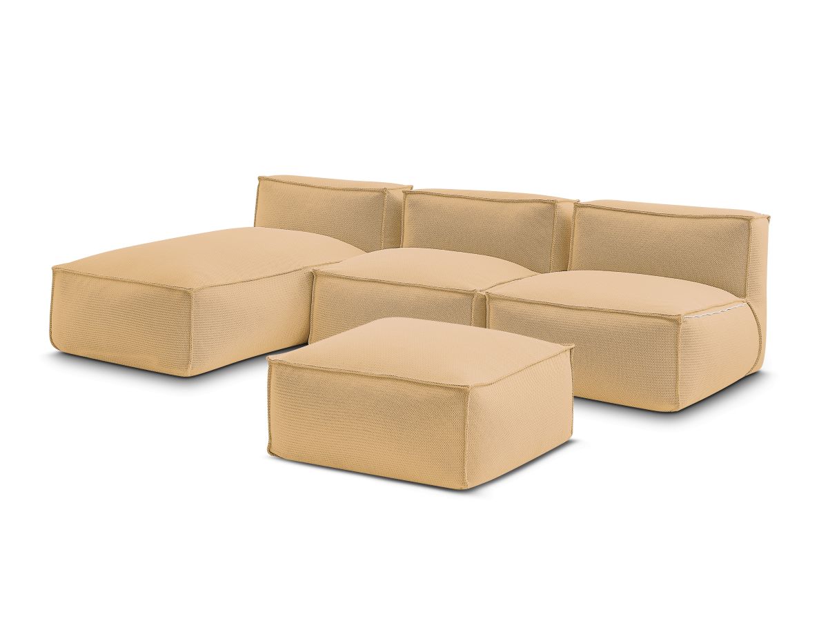 Bobochic Biarritz Gartensofa 4-Sitzer mit Pouf 252 × 168 cm Melange-Stoff Orange
