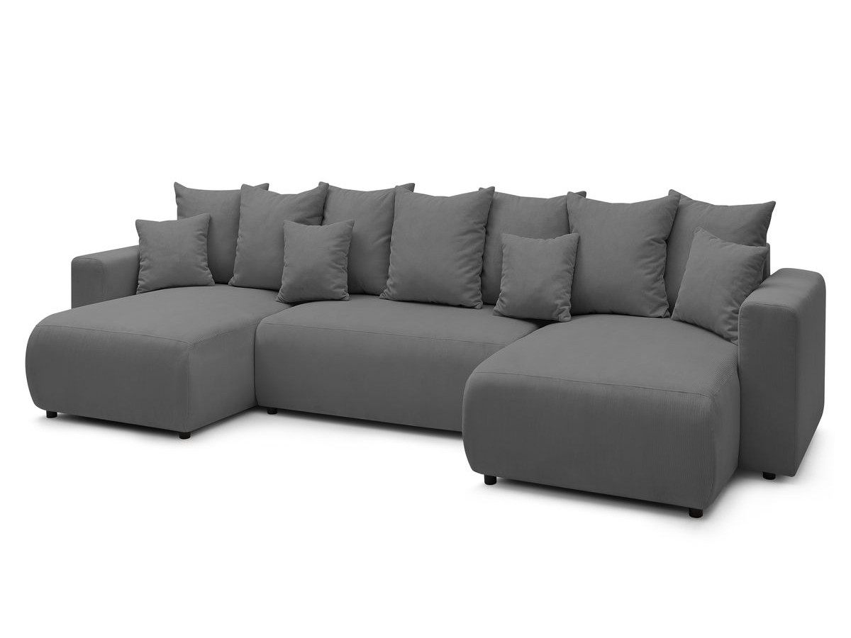 Bobochic Envy Wohnlandschaft mit Pouf Cordsamt Dunkelgrau