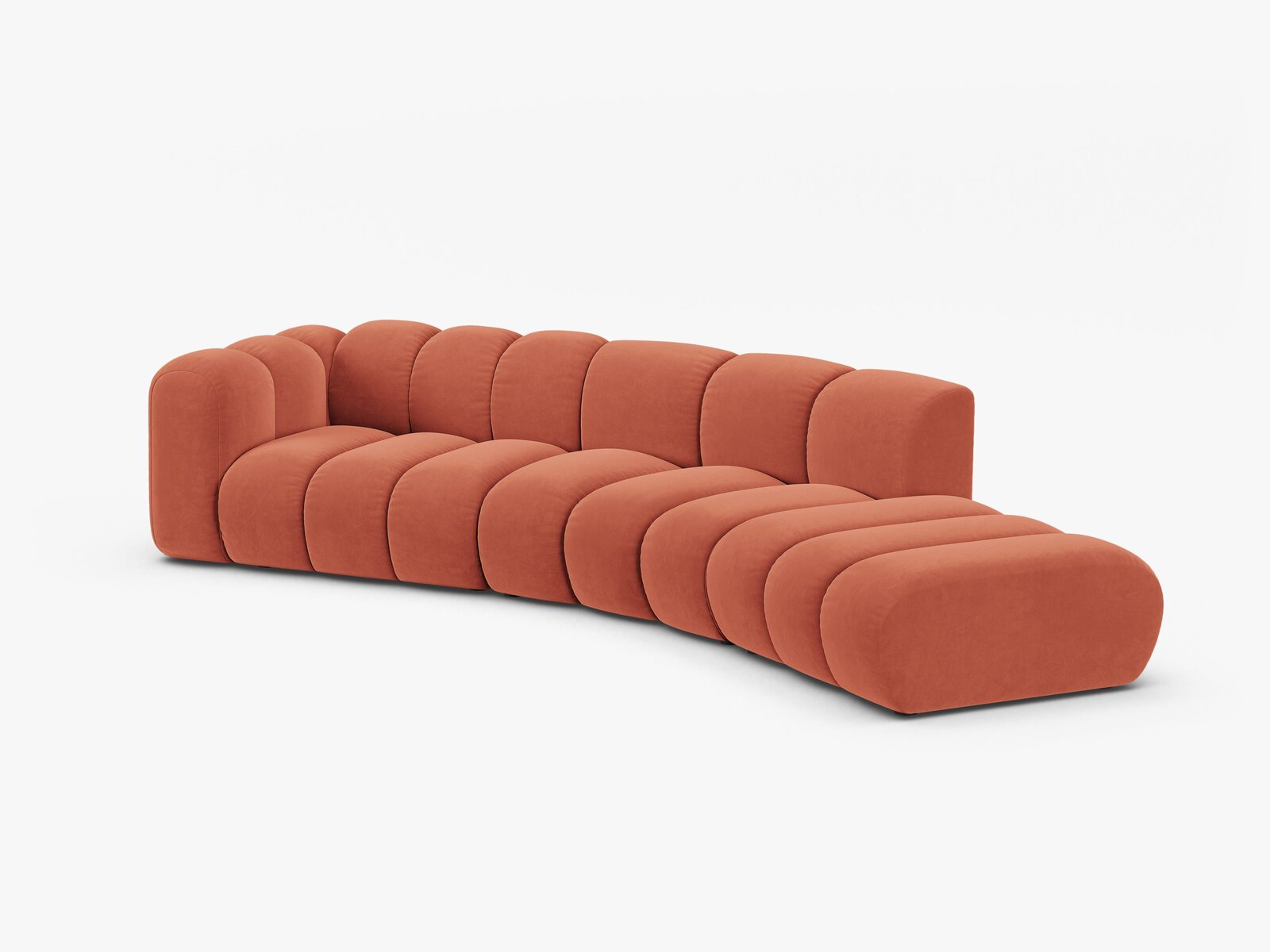Micadoni Modulares Sofa Lupine 5-Sitzer Samt Venus Koralle Rechts