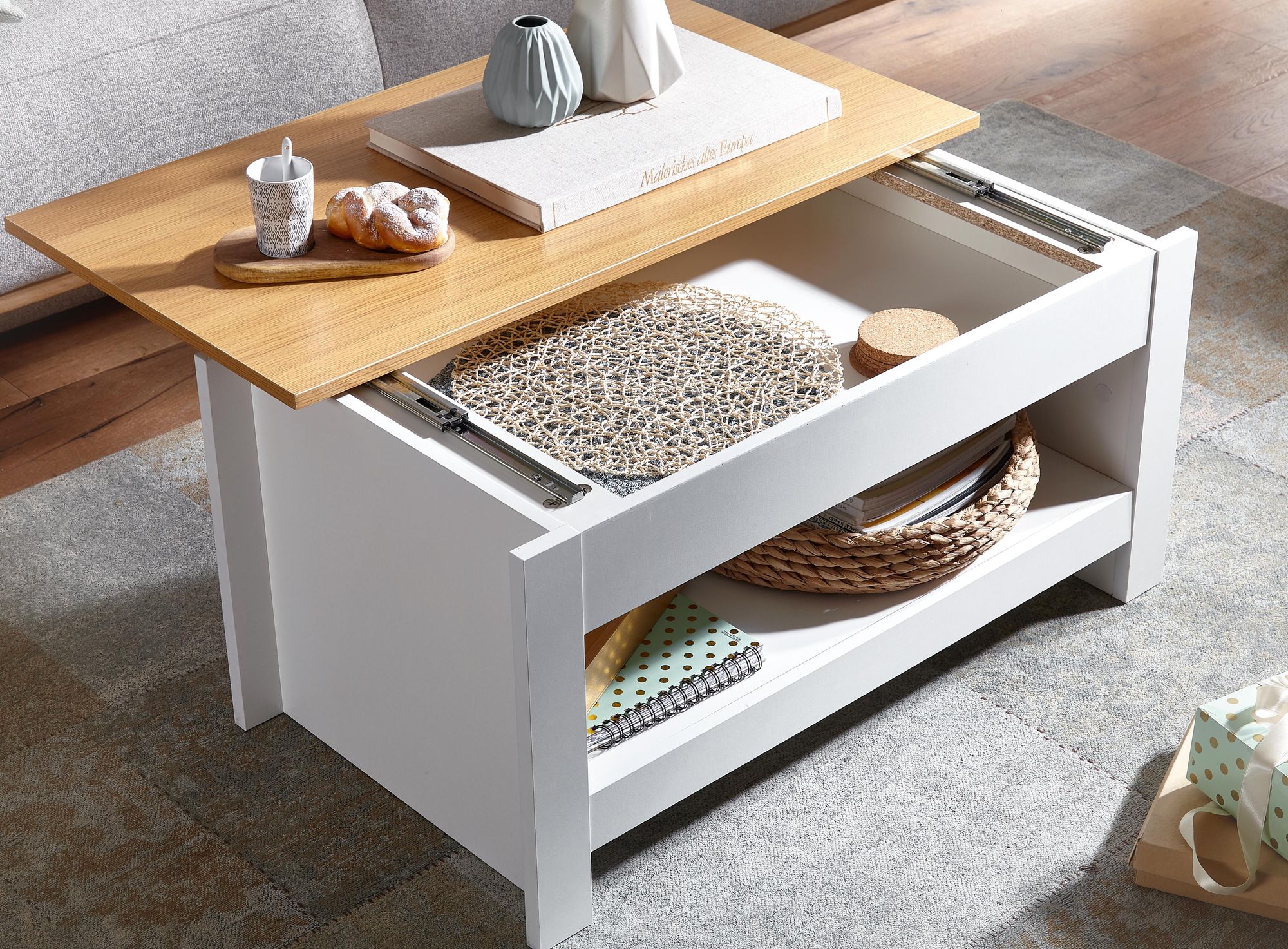 Couchtisch Budardalur Weiß 85 × 47 × 45 cm