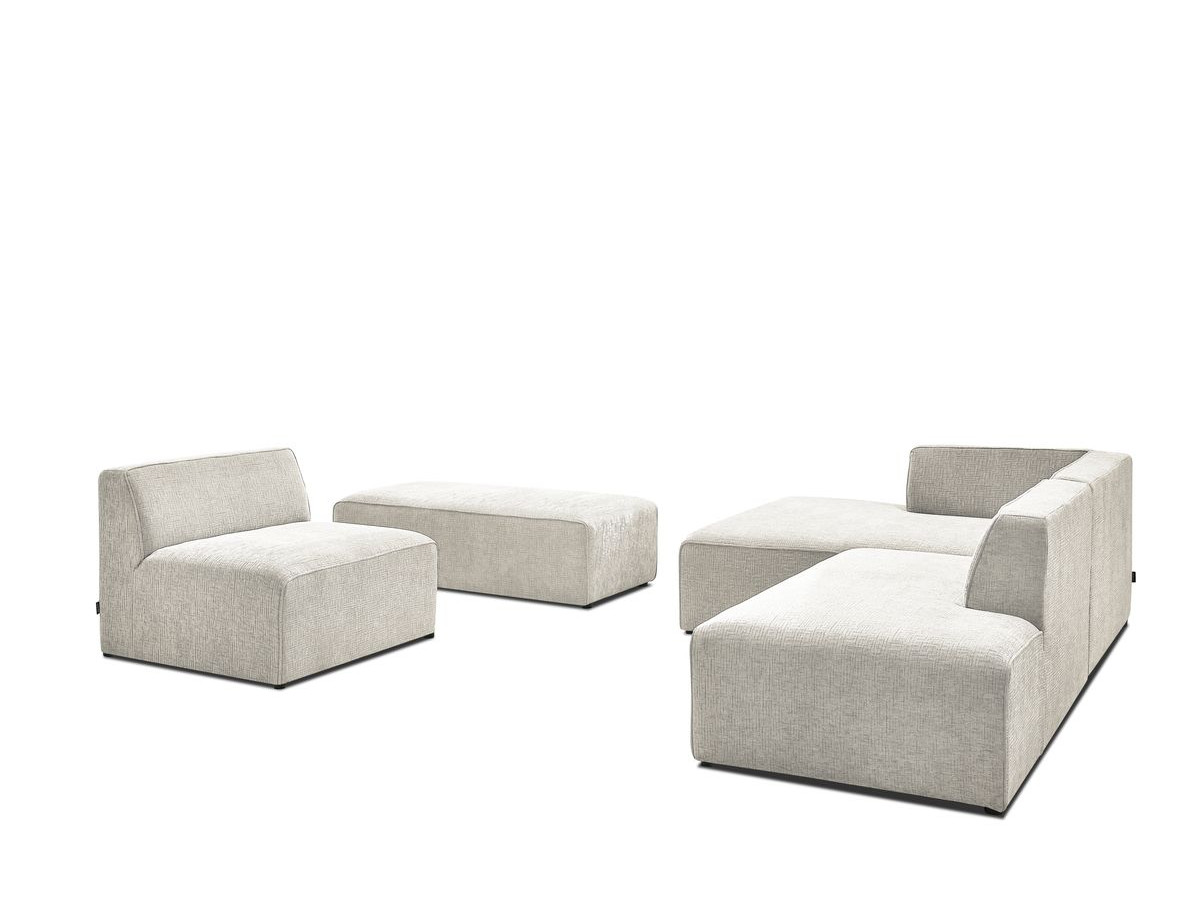 Bobochic Megeve Ecksofa mit Pouf Strukturstoff Beige Ecke links