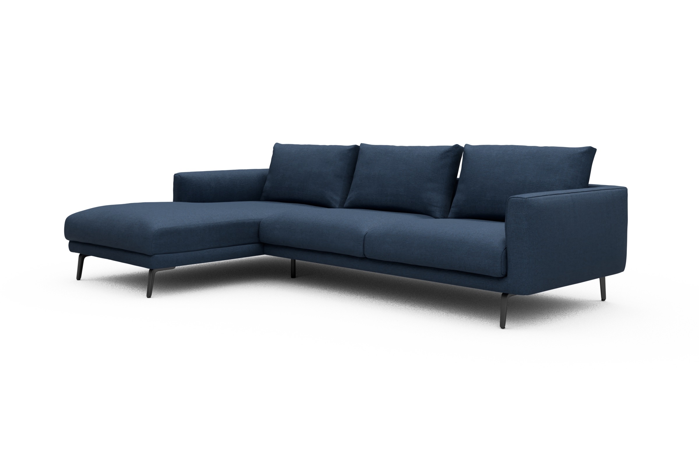 Ecksofa Karl Chaiselongue links mit 2,5-Sitzer Weda-Blue