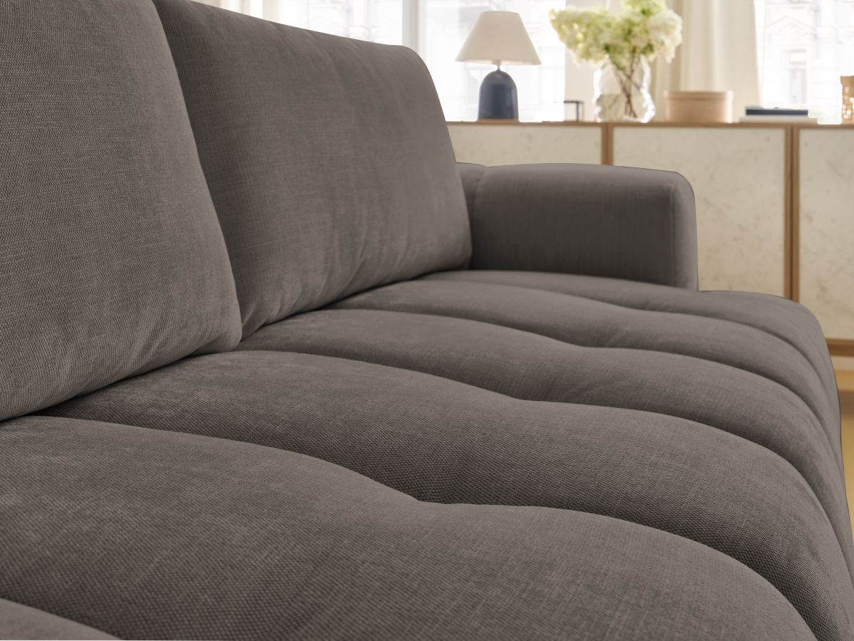 Bobochic Fuji Schlafsofa 3-Sitzer mit Bettkasten und Pouf Stoff Taupe