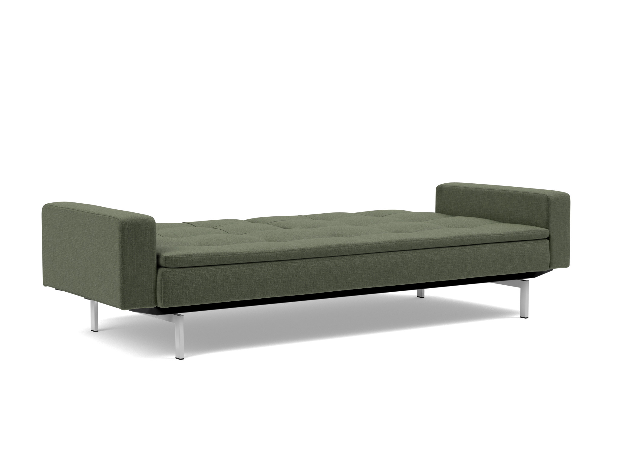 Schlafsofa Dublexo mit Armlehnen Chenille Esina 413-Olive-Green Beine Chrom