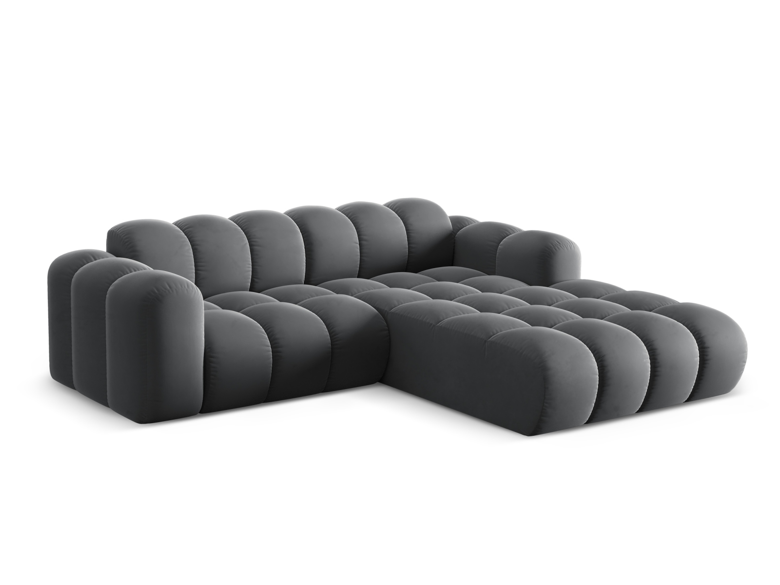 Cosmopolitan Design Ecksofa Treno 3-Sitzer Samt Bluvel Grau Rechts