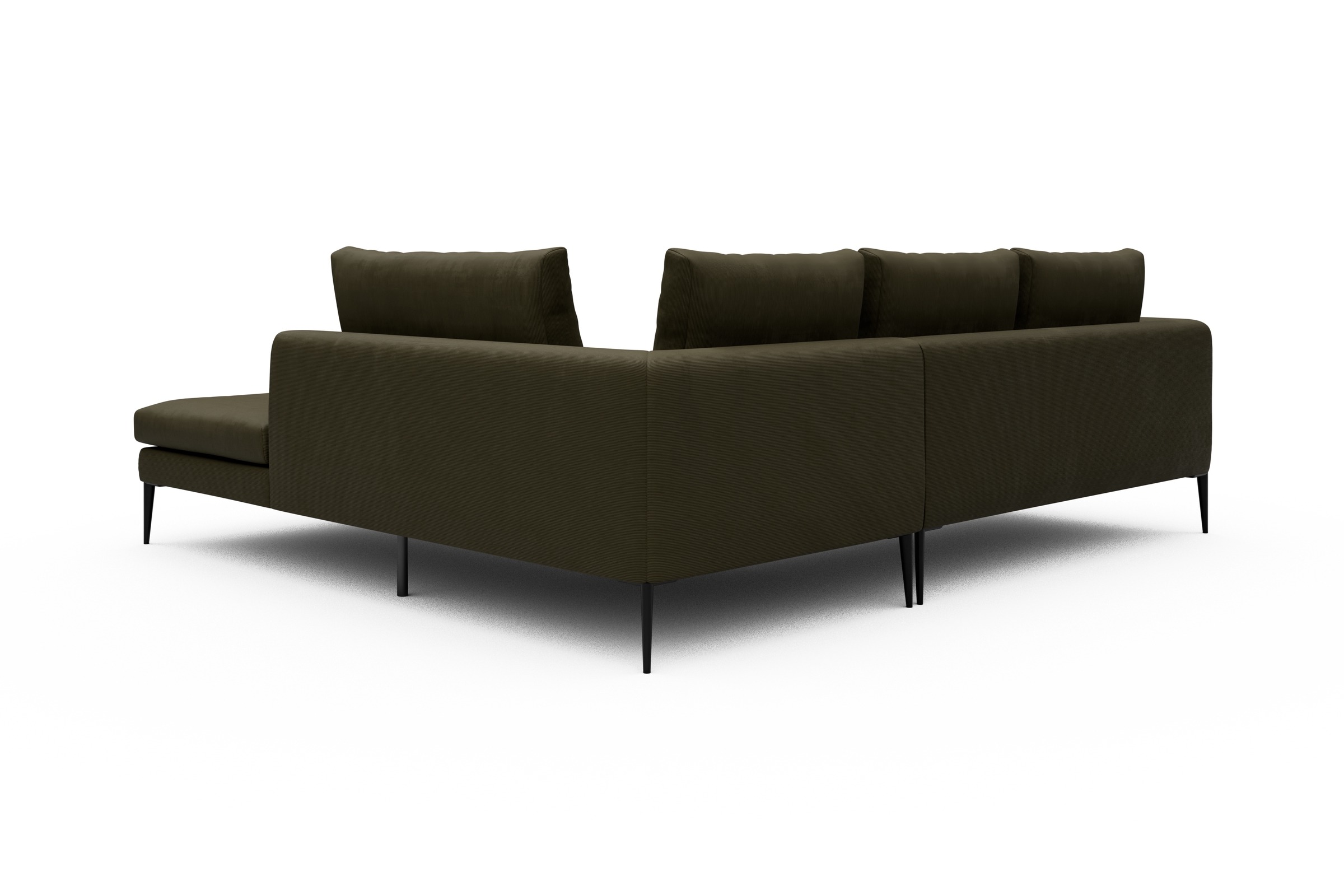 Ecksofa Paul Relax-Ecke rechts mit 2-Sitzer Cordufine-Pine-Green