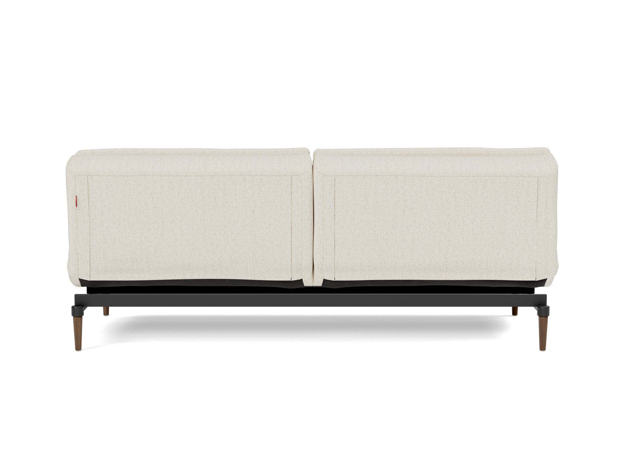 Schlafsofa Dublexo Boucle Skandi 531-Off-White Beine Styletto Eiche dunkel