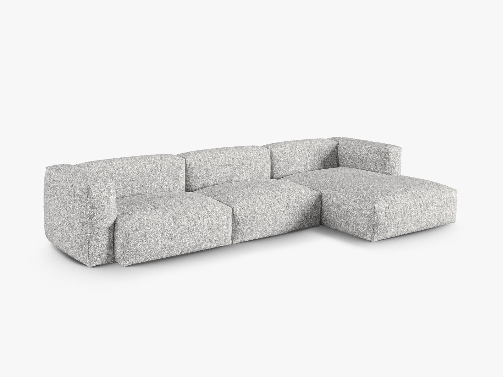 Micadoni Ecksofa Martina 3-Sitzer 90cm Sitztiefe Rechts Boucle Monet Silber