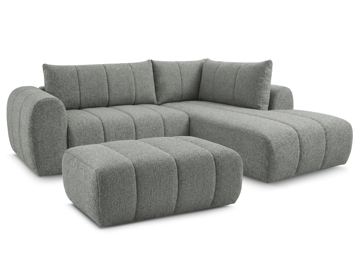 Bobochic Nesty Ecksofa in L-Form, 256 cm, mit Pouf Melange-Stoff Dunkelgrau Ecke rechts