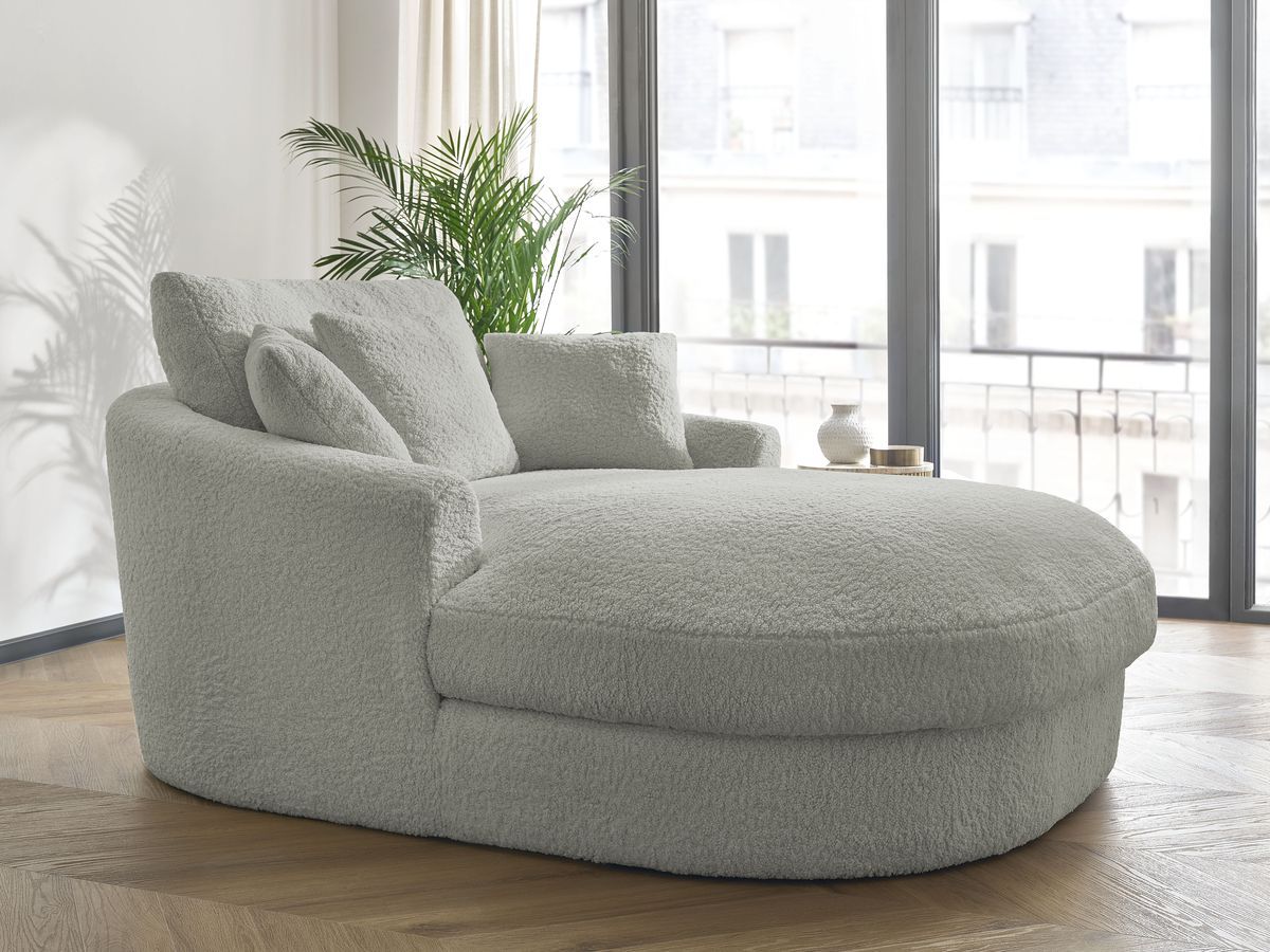 Bobochic Belem Méridienne-Modul Bouclé-Stoff Hellgrau