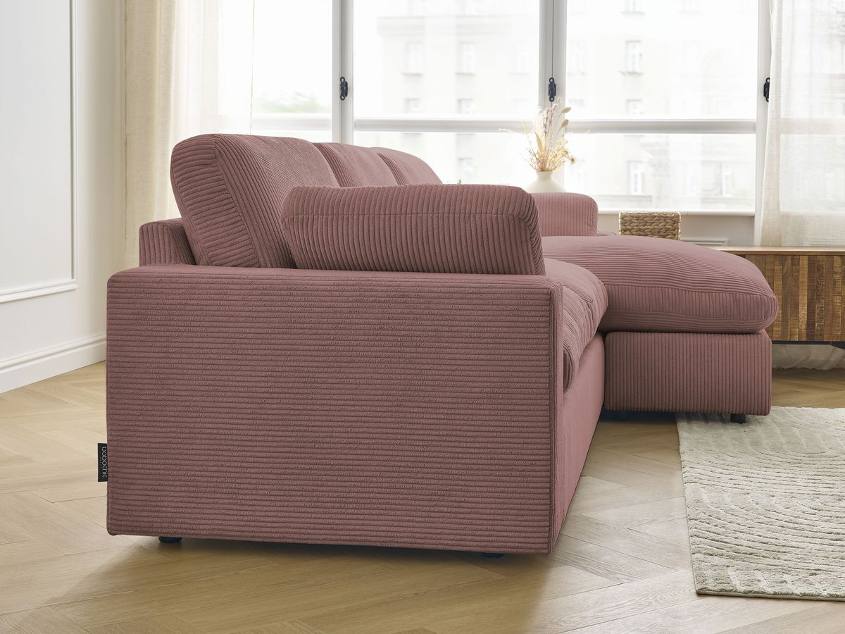 Bobochic Belair Ecksofa 280 × 139 cm Cordsamt Rosa