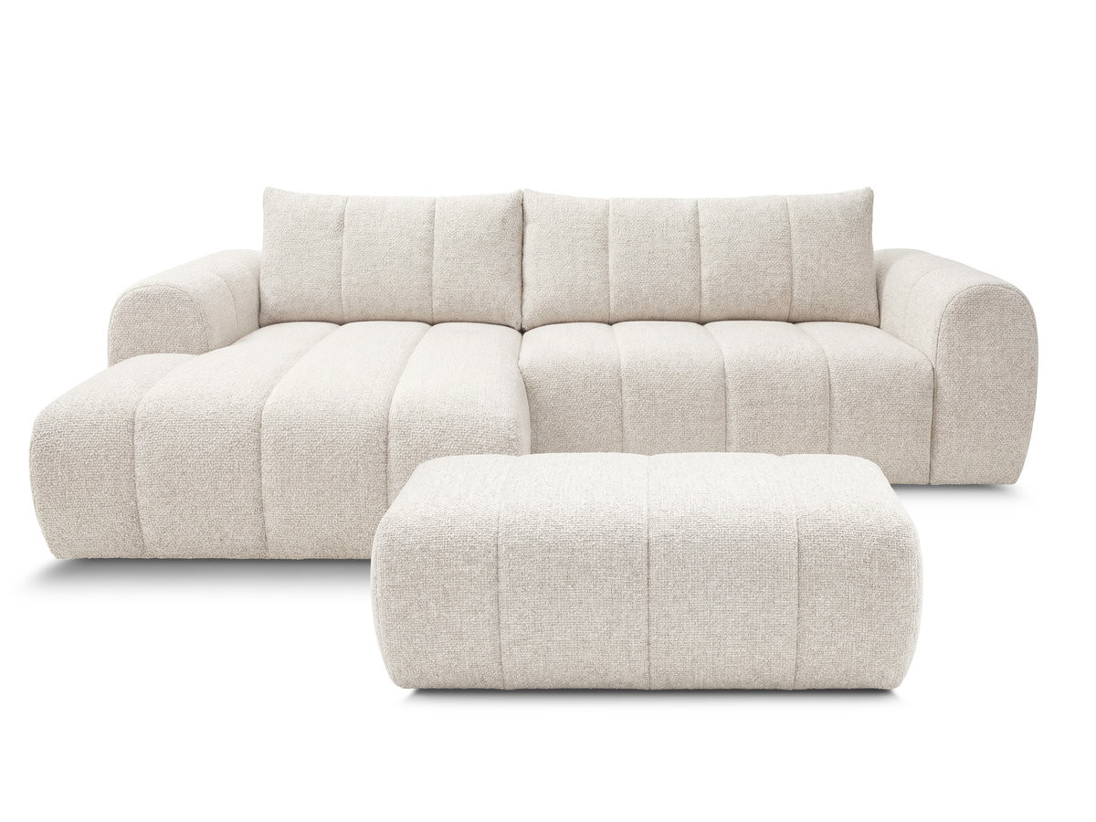 Bobochic Nesty Ecksofa 272 cm mit Pouf Melange-Stoff Beige Ecke links