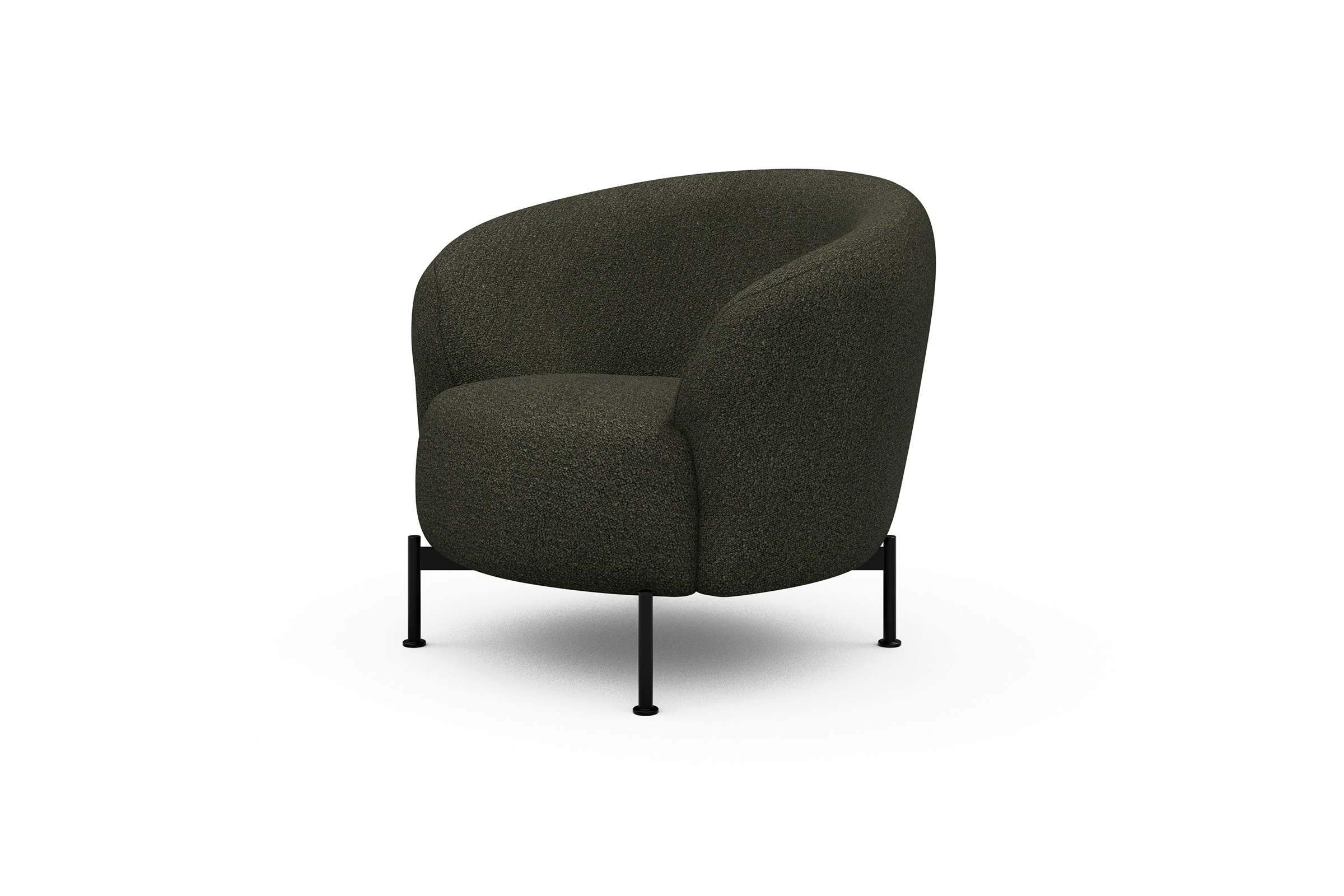 Sessel Ronda X-Metallgestell Schwarz Boucle-Forest-Green