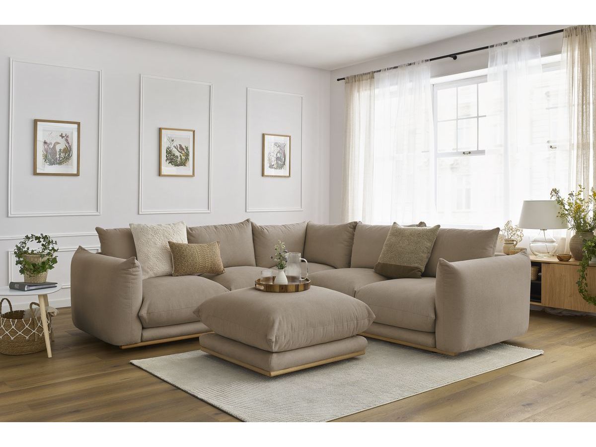 Bobochic Ernest Ecksofa mit Pouf Stoff Taupe