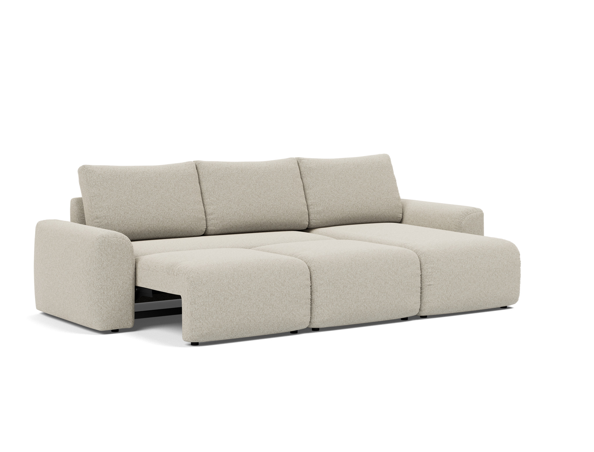 Schlafsofa Norum mit Chaiselongue und Chunky-Armlehnen Boucle Skandi 539-Beige