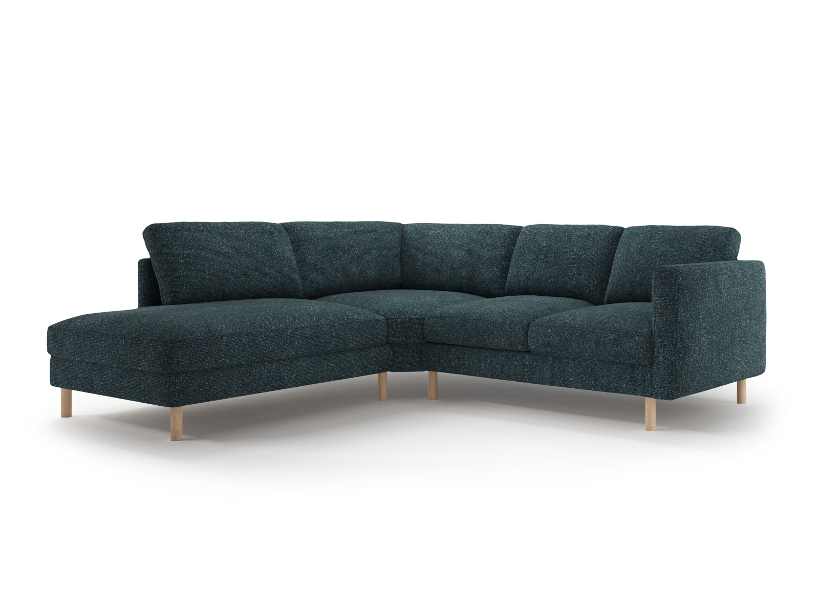 Micadoni Symmetrisches Ecksofa Eden 4-Sitzer Links Strukturierter Stoff Grün Blau Melange