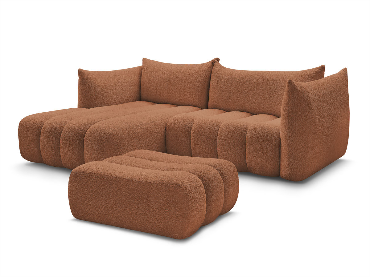 Bobochic Azra Ecksofa mit Pouf 262 × 178 cm Bouclé-Stoff Orange Ecke links