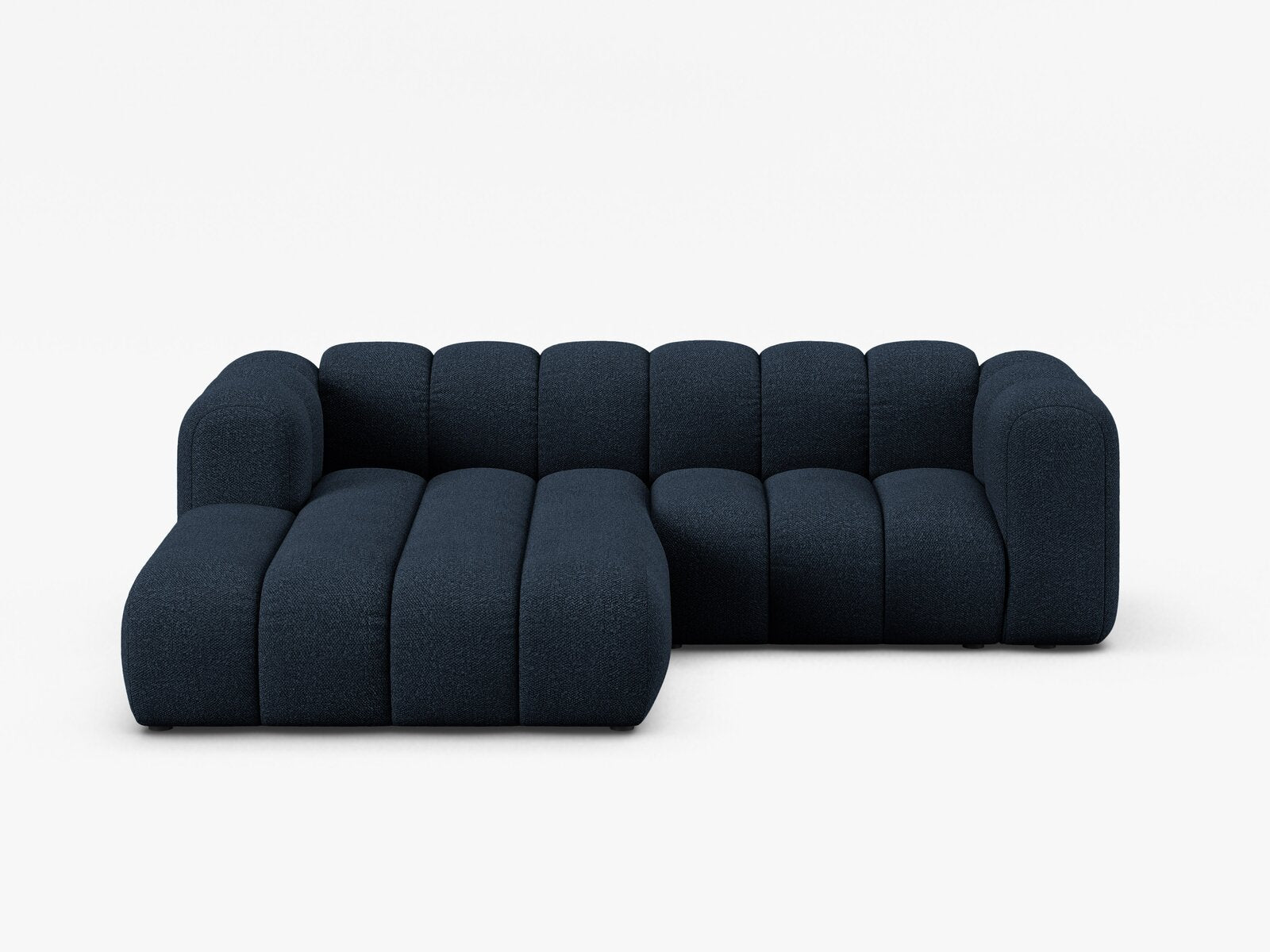 Micadoni Modulares Ecksofa Lupine 3-Sitzer Links Boucle Baloo Dunkelblau