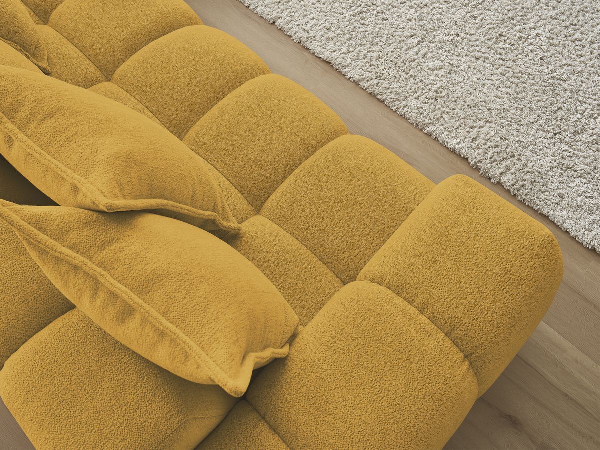 Bobochic Everest Ecksofa, 10 Kissen Melange-Stoff Gelb Ecke rechts