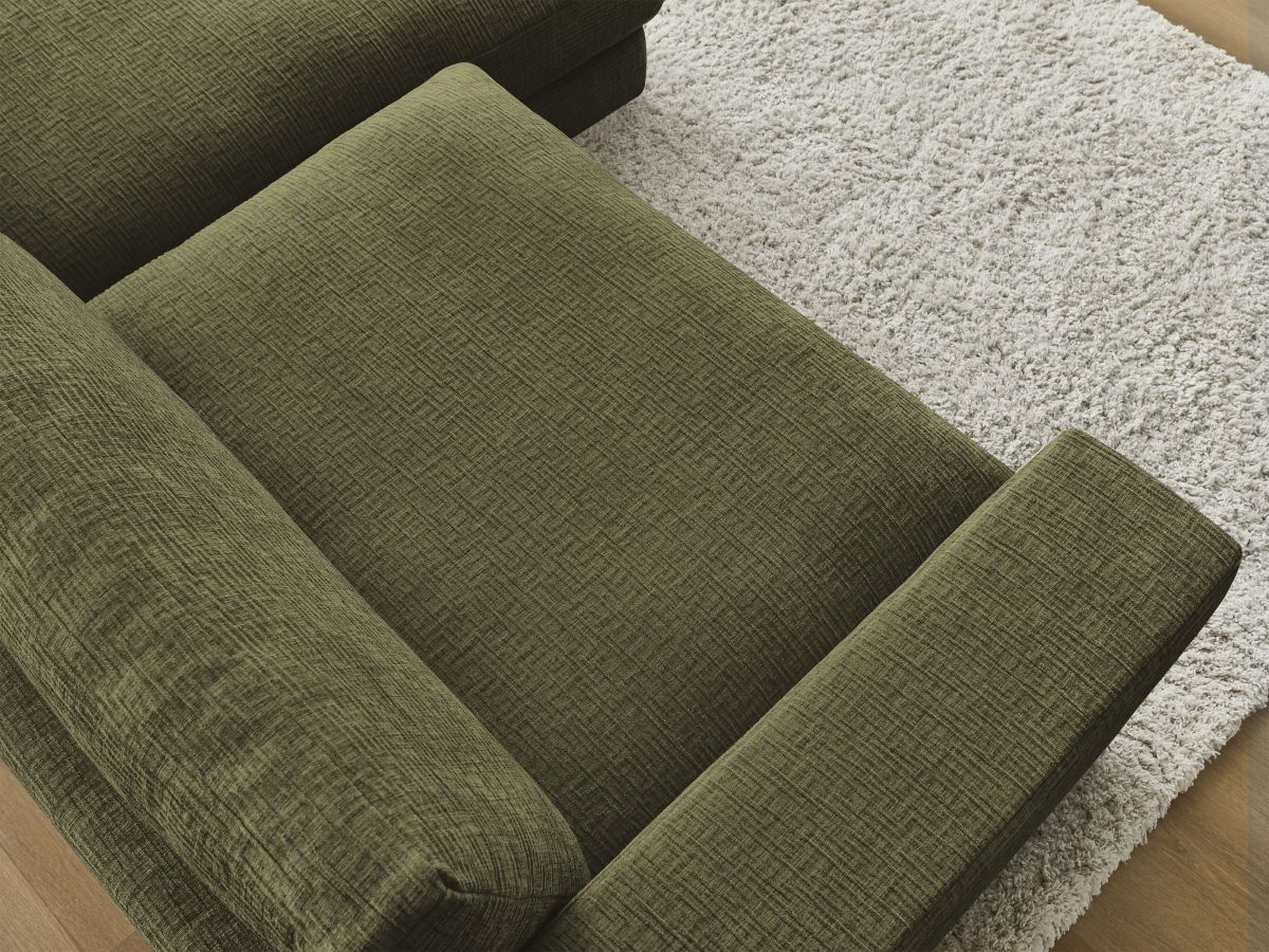 Bobochic Leonard Ecksofa 234 × 159 cm Strukturstoff Grün Ecke rechts