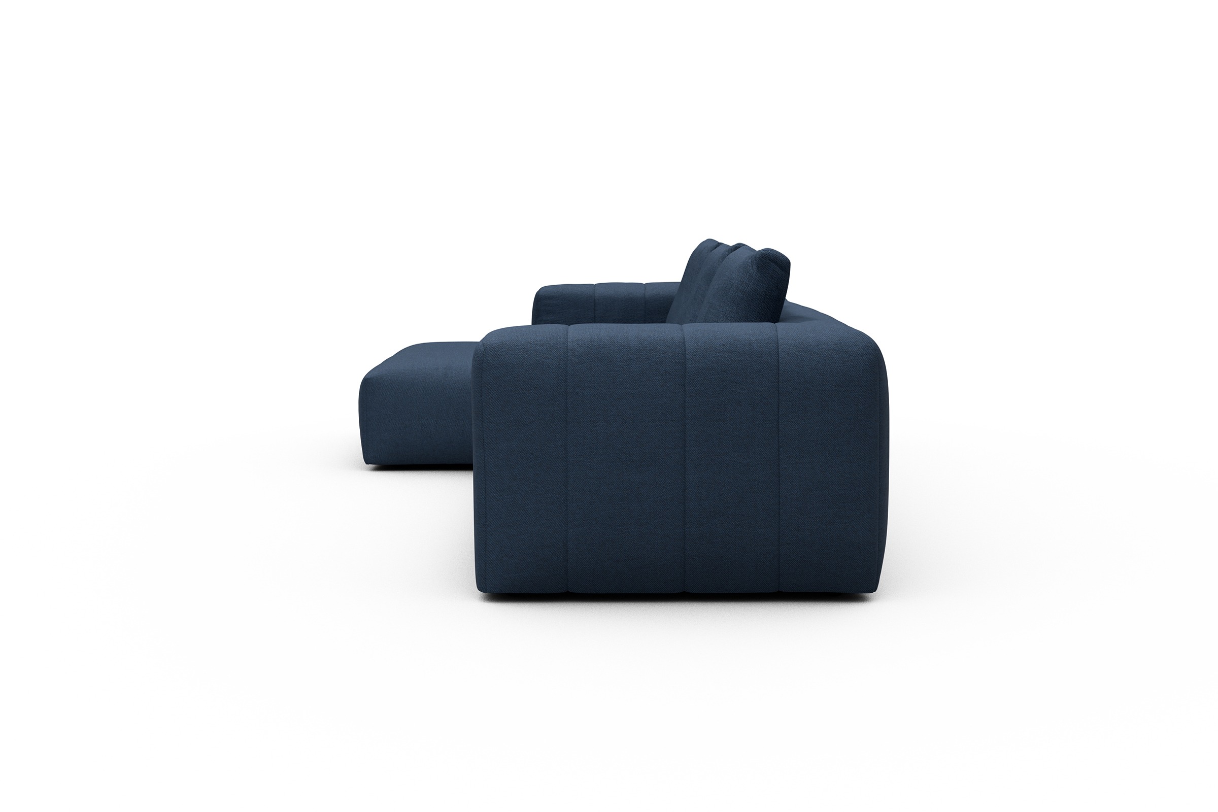 Ecksofa Hugo 2,5-Sitzer Armlehne rechts mit Chaiselongue Weda-Blue