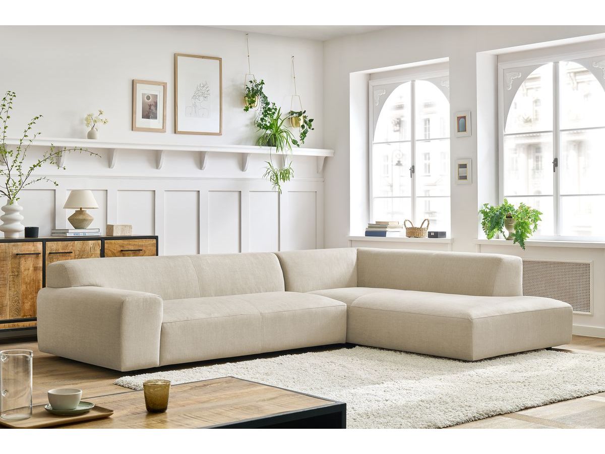 Bobochic Lavena Ecksofa 312 × 220 cm Samt Beige Ecke rechts