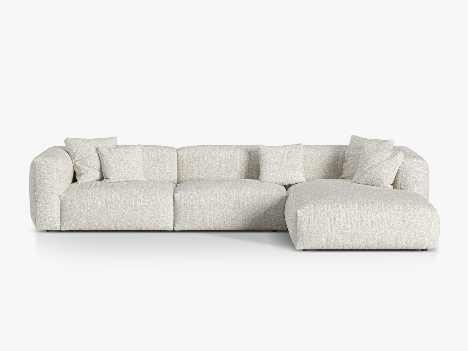 Micadoni Ecksofa Martina 3-Sitzer Rechts Boucle Monet Grau Beige Melange