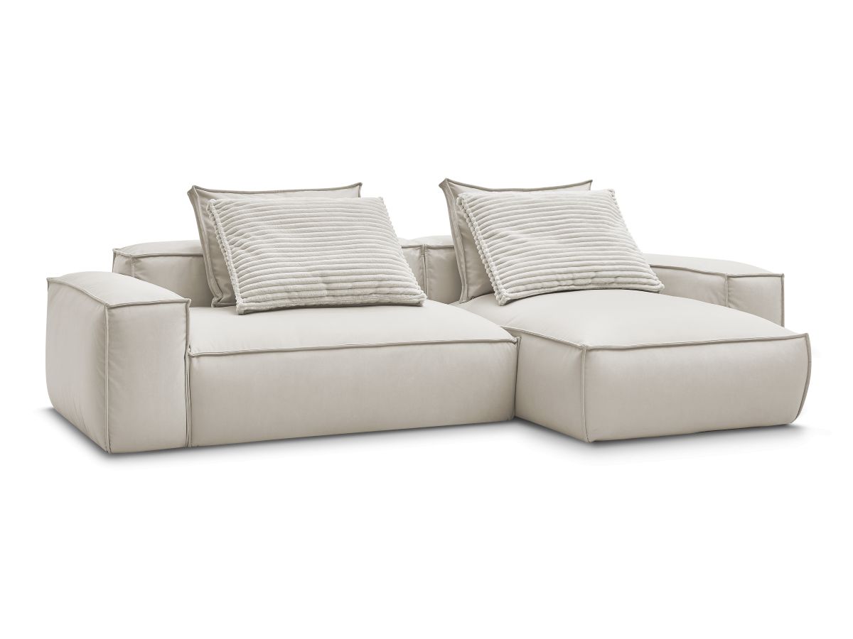 Bobochic Boheme Ecksofa, 3 Kissen Kunstleder Beige