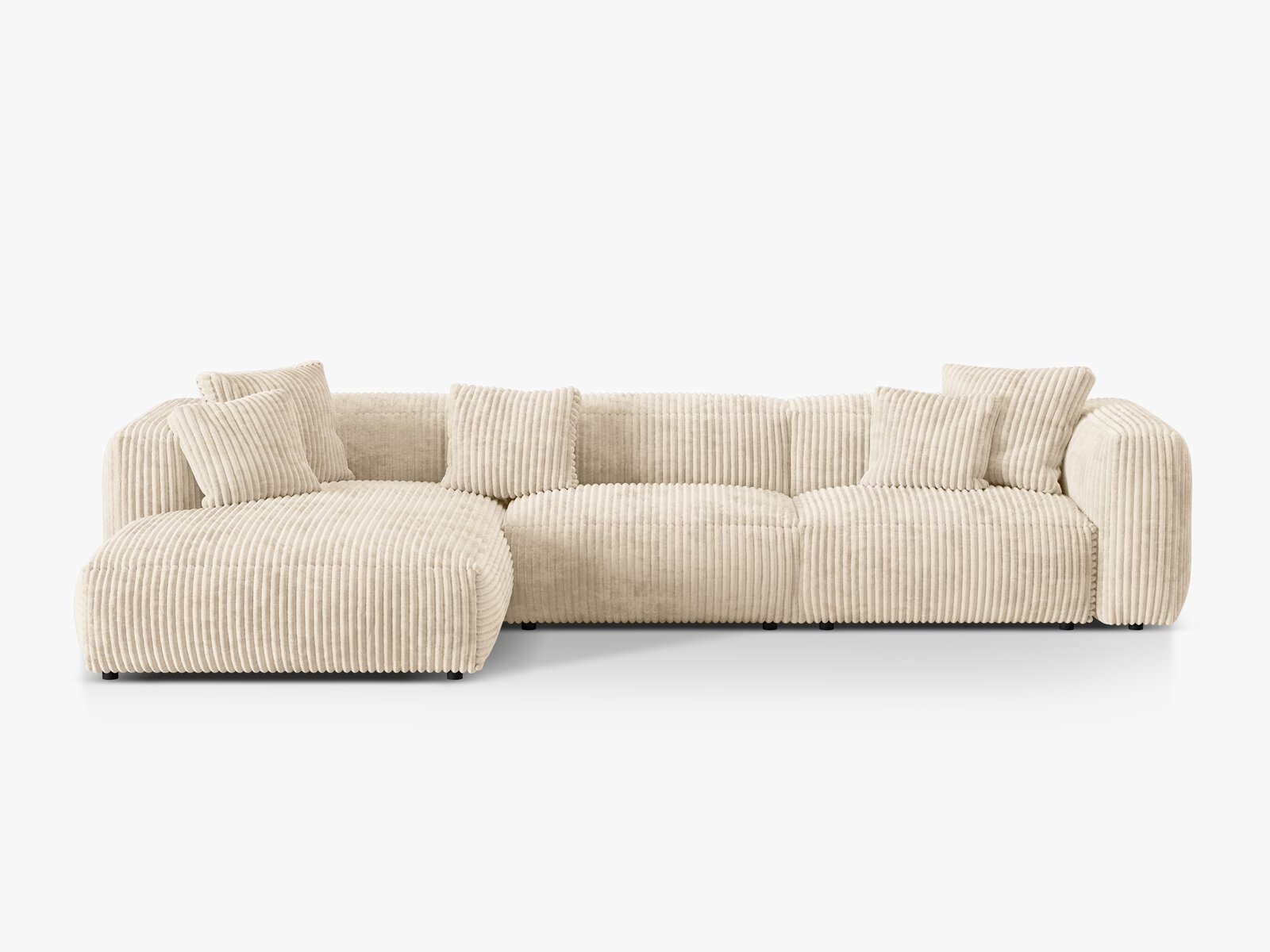 Micadoni Ecksofa Martina 3-Sitzer Links Kord Tilia Helles Beige