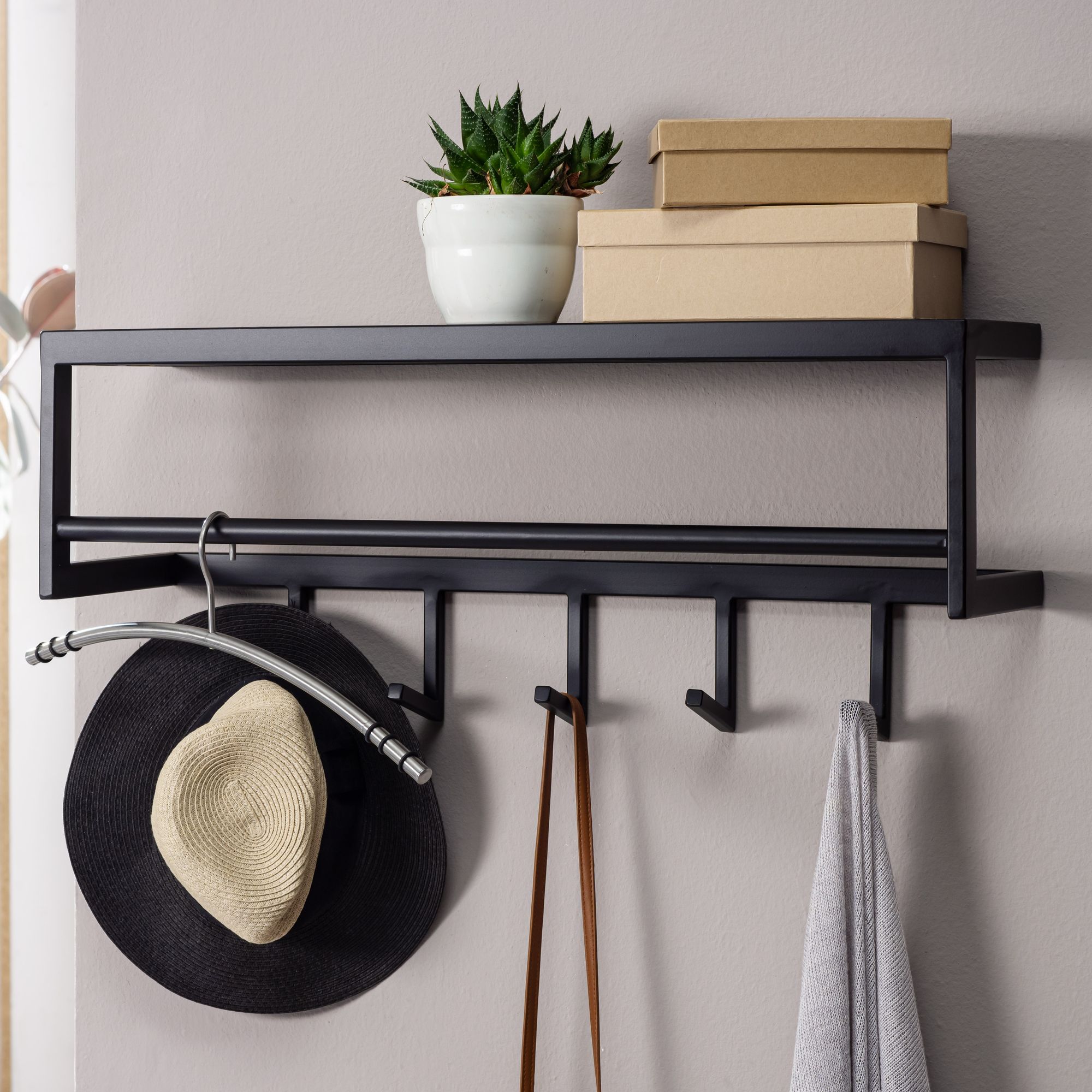 Wandgarderobe Geirland Metall Schwarz 70 × 20 × 20 cm