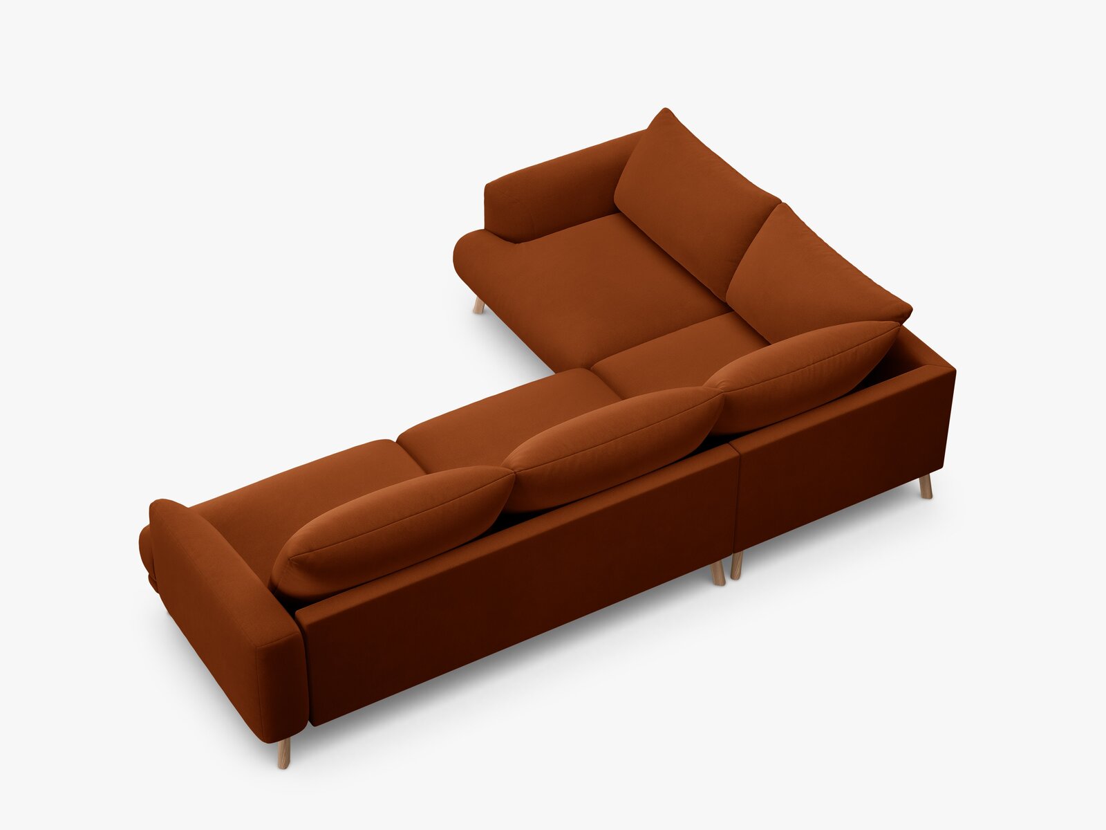 Micadoni Ecksofa Naomi 4-Sitzer große Version Links Samt Salvador Terrakotta