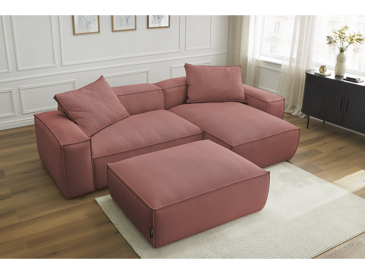 Bobochic Boheme Ecksofa mit Pouf Cordsamt Rosa