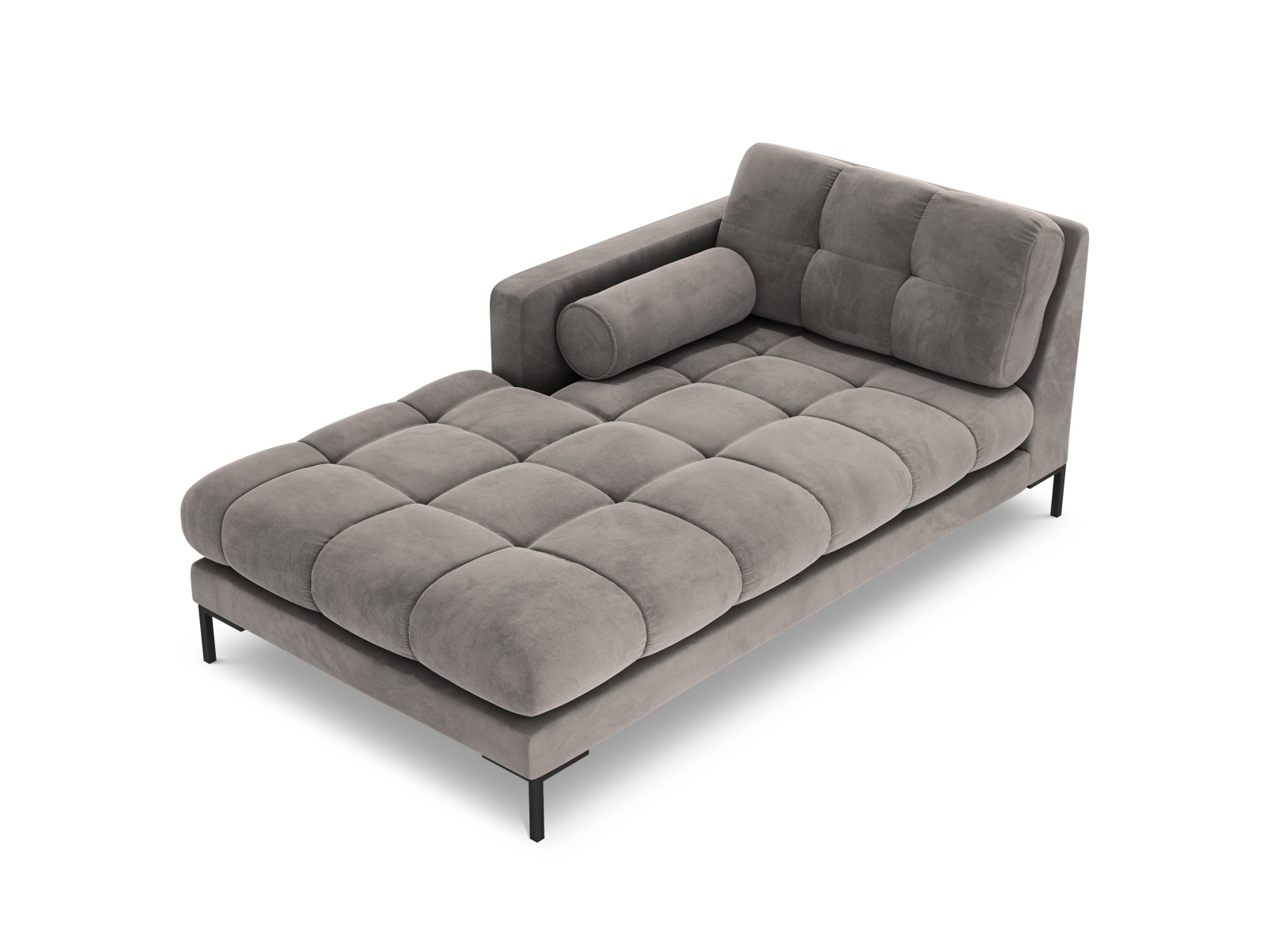 Cosmopolitan Design Chaiselongue Bali Samt Bluvel Hellgrau Links Beine Schwarzes Metall