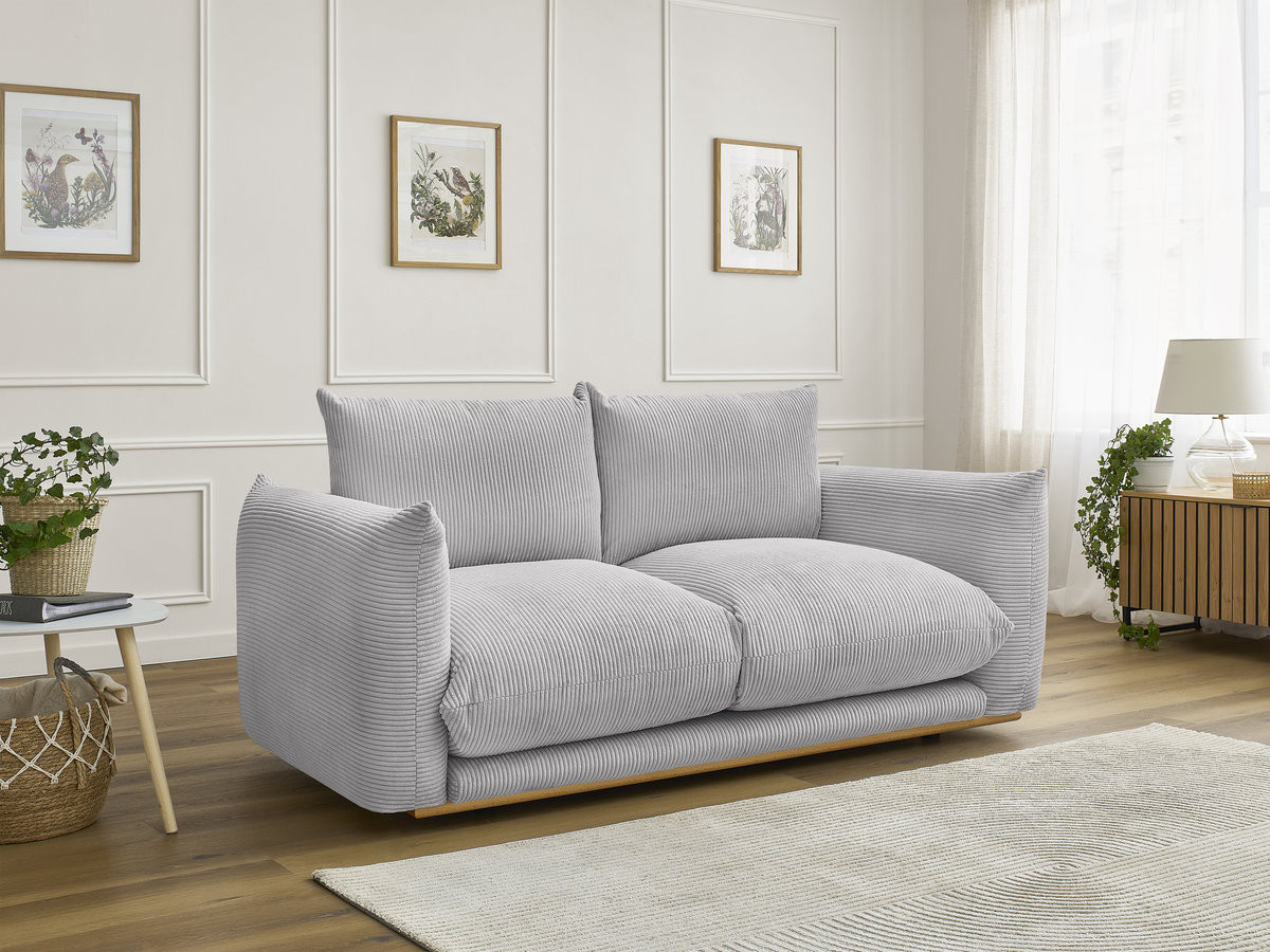Bobochic Ernest Sofa 2-Sitzer Cordsamt Hellgrau